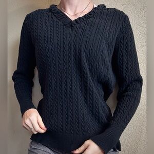 Vintage Eddie Bauer Black Cable Knit Sweater XXL L